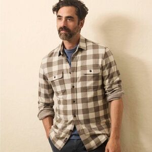 Faherty legend sweater shirt - brown oat buffalo